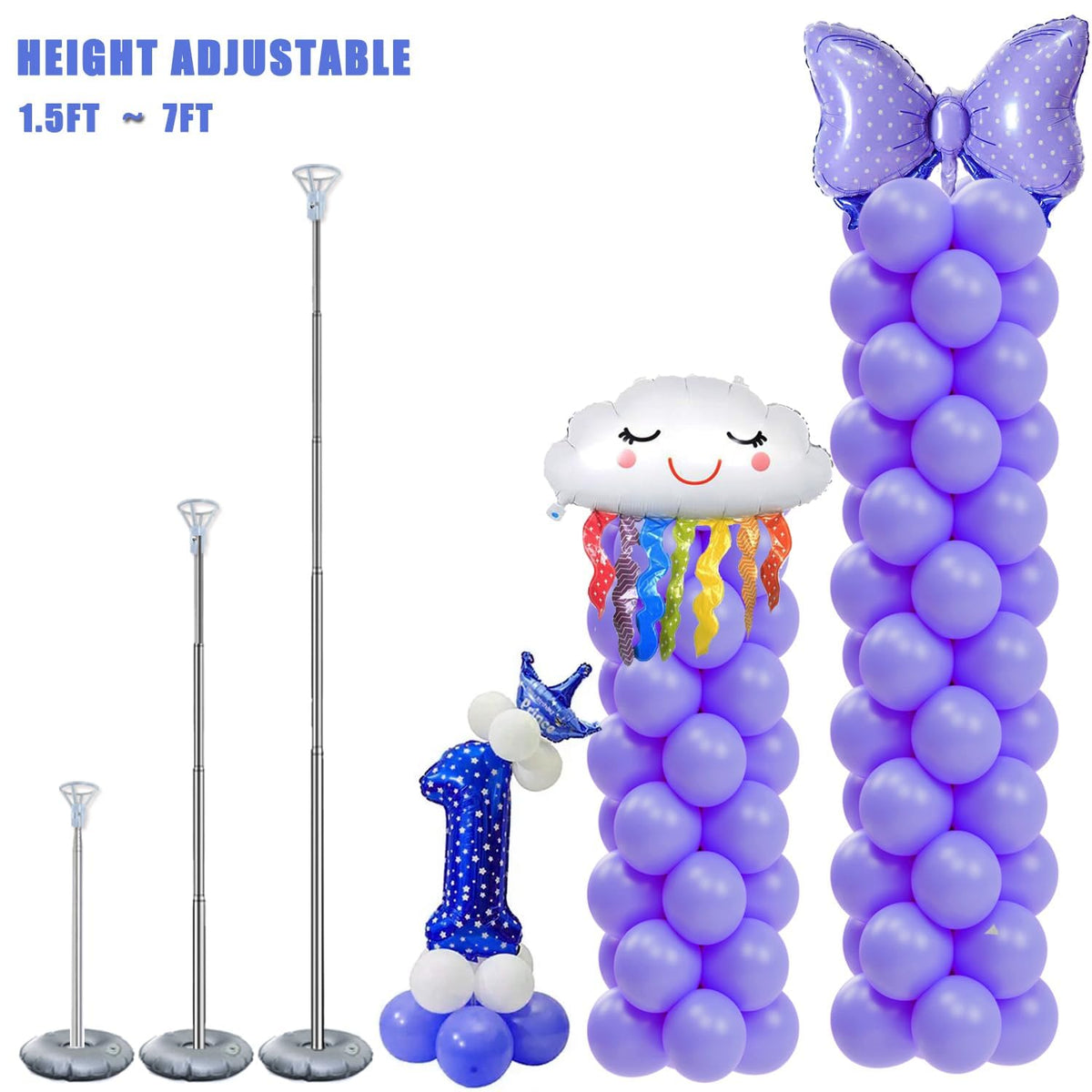 GIMCALO Balloon Column Stand Kit Set of 2, 7ft Height Adjustable Balloon Arch Kit, Metal Telescopic Pillar Balloon Stand, Birthday Party, Graduation, Wedding Christmas Decorations 🍁 All In One Marketplace Canada