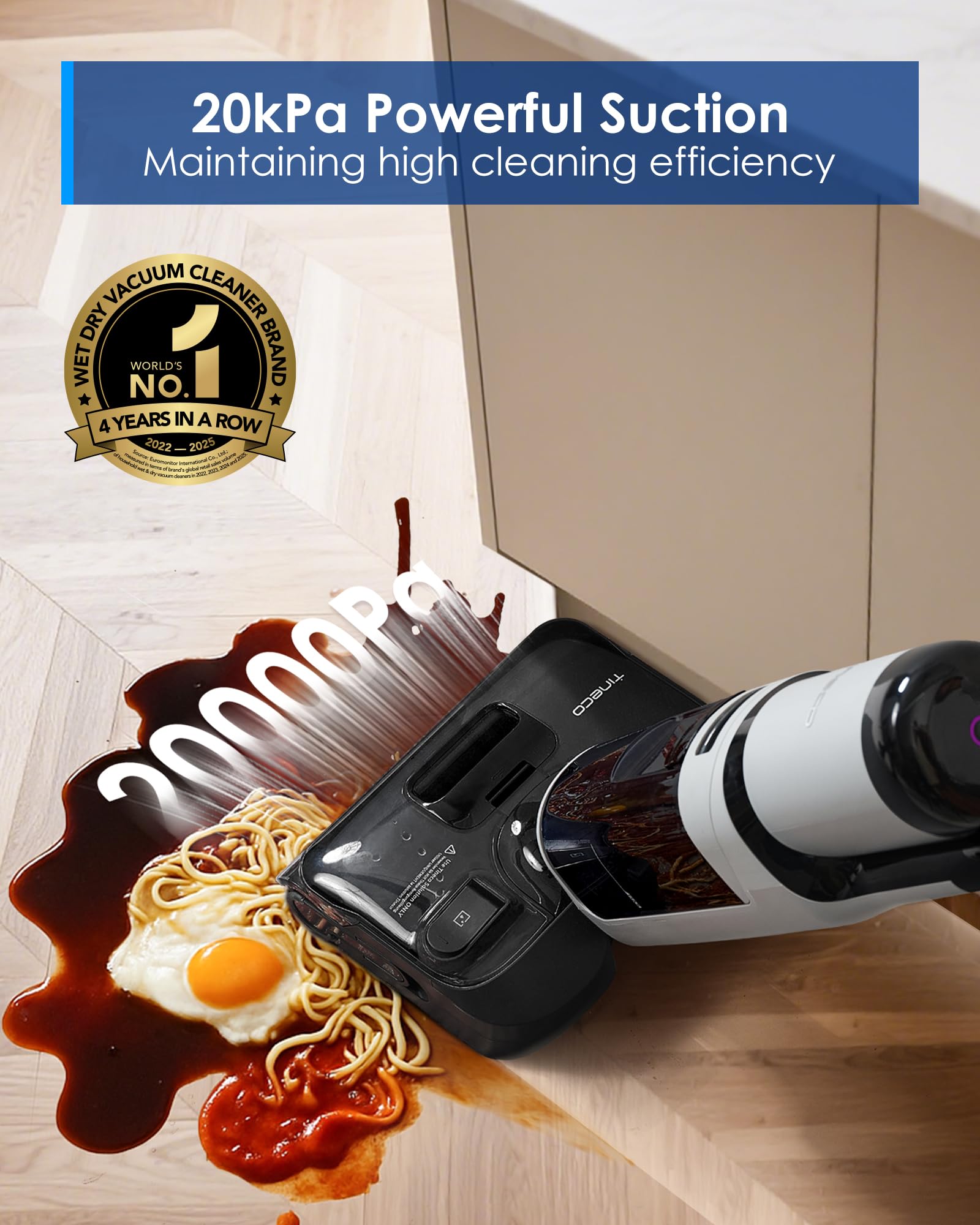 Tineco Floor ONE i5 Stretch Wet Dry Vacuum Cleaner,Vacuum & Mop in One Step,180° Lay-Flat Design,Anti-Tangle Design,Dual-Sided Edge Cleaning,Up to 30* Minutes Runtime,Large-Capacity Water Tanks - Available at All In One Marketplace Canada