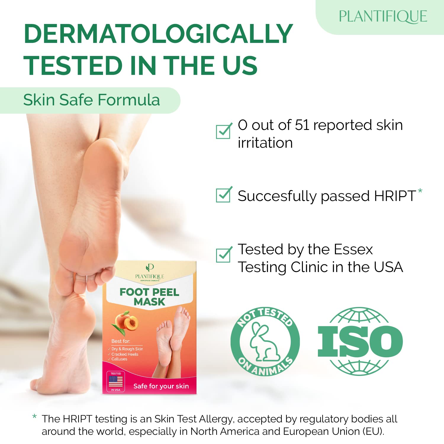 PLANTIFIQUE Foot Peel Mask Dermatologically Tested - 2 Pairs Peach Exfoliating Mask for Dry Cracked Feet - Masque Pied Peeling - Foot Care for Soft Baby Feet - Available at All In One Marketplace Canada