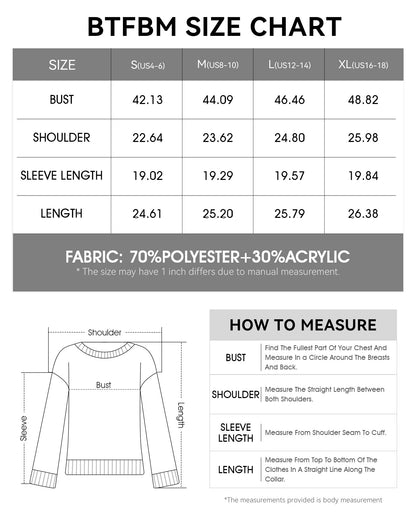BTFBM Sweaters For Women Crewneck Long Sleeve Loose Knit Pullover Tops 🍁 All In One Marketplace Canada
