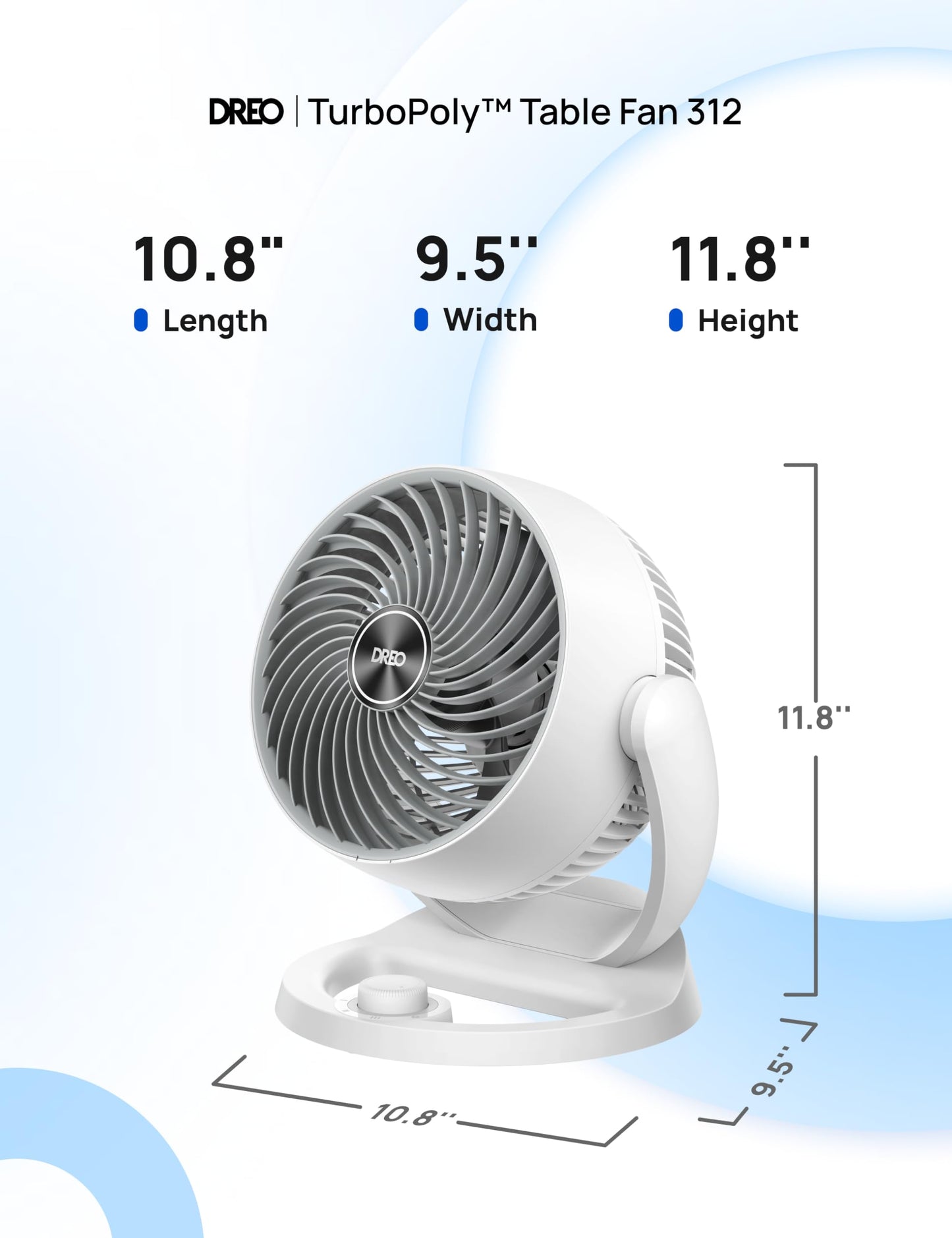 DREO Fan for Bedroom, 12 Inches, 70ft Powerful Airflow, 25db Quiet Table Air Circulator Fans for Whole Room, 120° Adjustable Tilt Desk Fan, 3 Speeds, Desktop Fan for Home, Office, Kitchen, RV