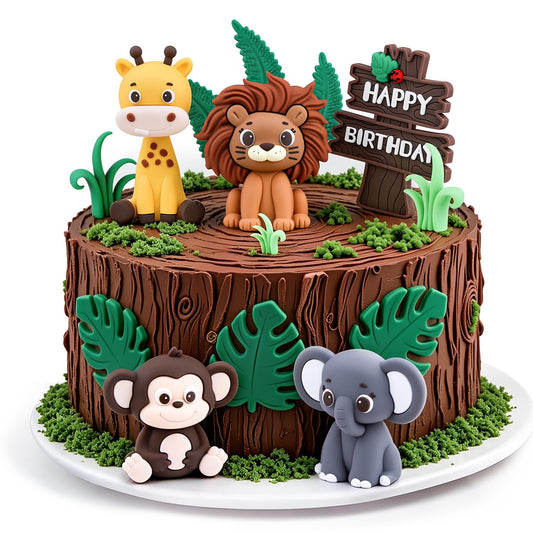 BlingABC 15PCS Cartoon Safari Animal Cake Toppers Jungle Cake Decorations 🍁 All In One Marketplace Canada