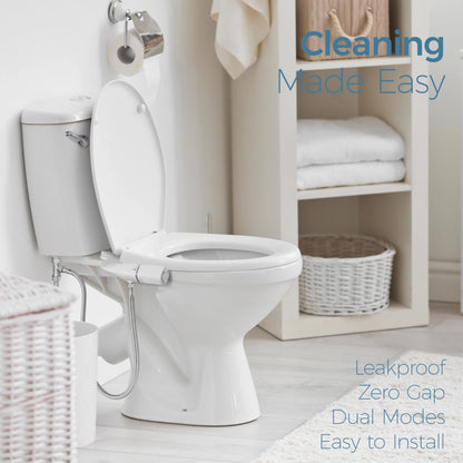 BIGCOW Bidet Attachment for Toilet, Ultra-Slim Dual Nozzle (Frontal & Rear Wash) Hygienic Toilet Bidet, Fresh Cold Water Pressure Adjustable Bidet Attachment with Stainless Steel Inlet - Available at All In One Marketplace Canada