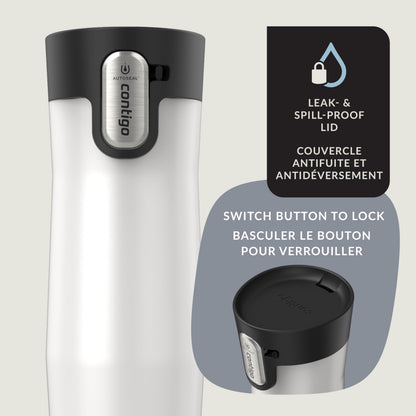 Contigo West Loop 3.0 Stainless Steel Travel Mug with Tea-Bag Hook & Spill-Proof Lid, Vacuum-Insulated Reusable Cup Coffee and Tea, 16 oz (473 mL), Salt - Keeps Drinks Hot up to 11 Hours