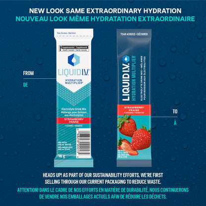 Liquid I.V. Hydration Multiplier Electrolyte Drink Mix - Enhanced Hydration Electrolyte Powder with Vitamins B3, B5, B6, B12 and C -18x On-the-go Sticks for Workout and Travel - Strawberry