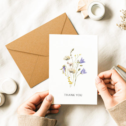 Thank You Cards with Envelopes - 32 Pack Wildflower Blank Cards With Adhesive Envelopes & Matching Stickers Perfect for Wedding, Bridal Showers, Baby Showers,Birthday, All Occasion