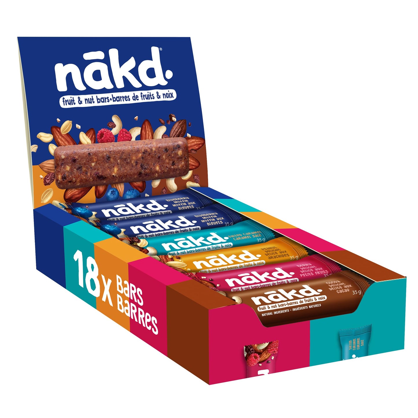 nākd. Raw Fruit & Nut Bars Variety Pack - 18 x 35g Bars (630g) - 100% Natural, No Added Sugar, Vegan & Gluten Free