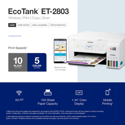 Epson EcoTank ET-2803 Wireless Color All-in-One Supertank Printer 🍁 All In One Marketplace Canada