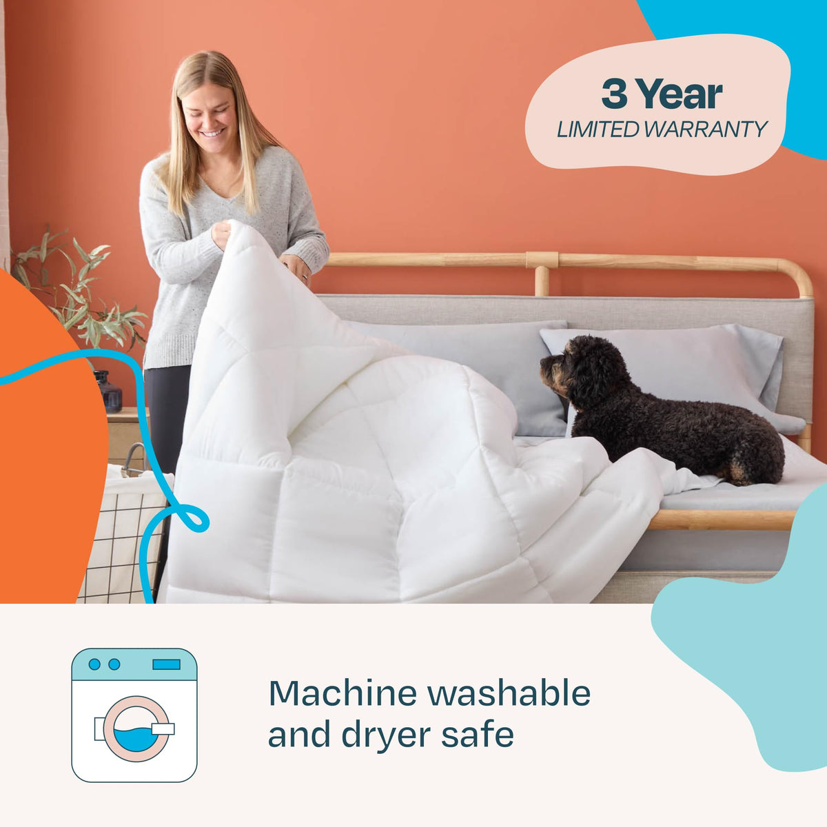 LINENSPA White Down Alternative Comforter and Duvet Insert - All-Season Comforter - Box Stitched Comforter - Bedding for Kids, Teens, and Adults - Queen
