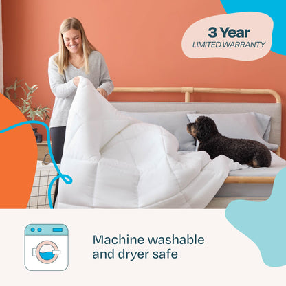 LINENSPA White Down Alternative Comforter and Duvet Insert - All-Season Comforter - Box Stitched Comforter - Bedding for Kids, Teens, and Adults - Queen