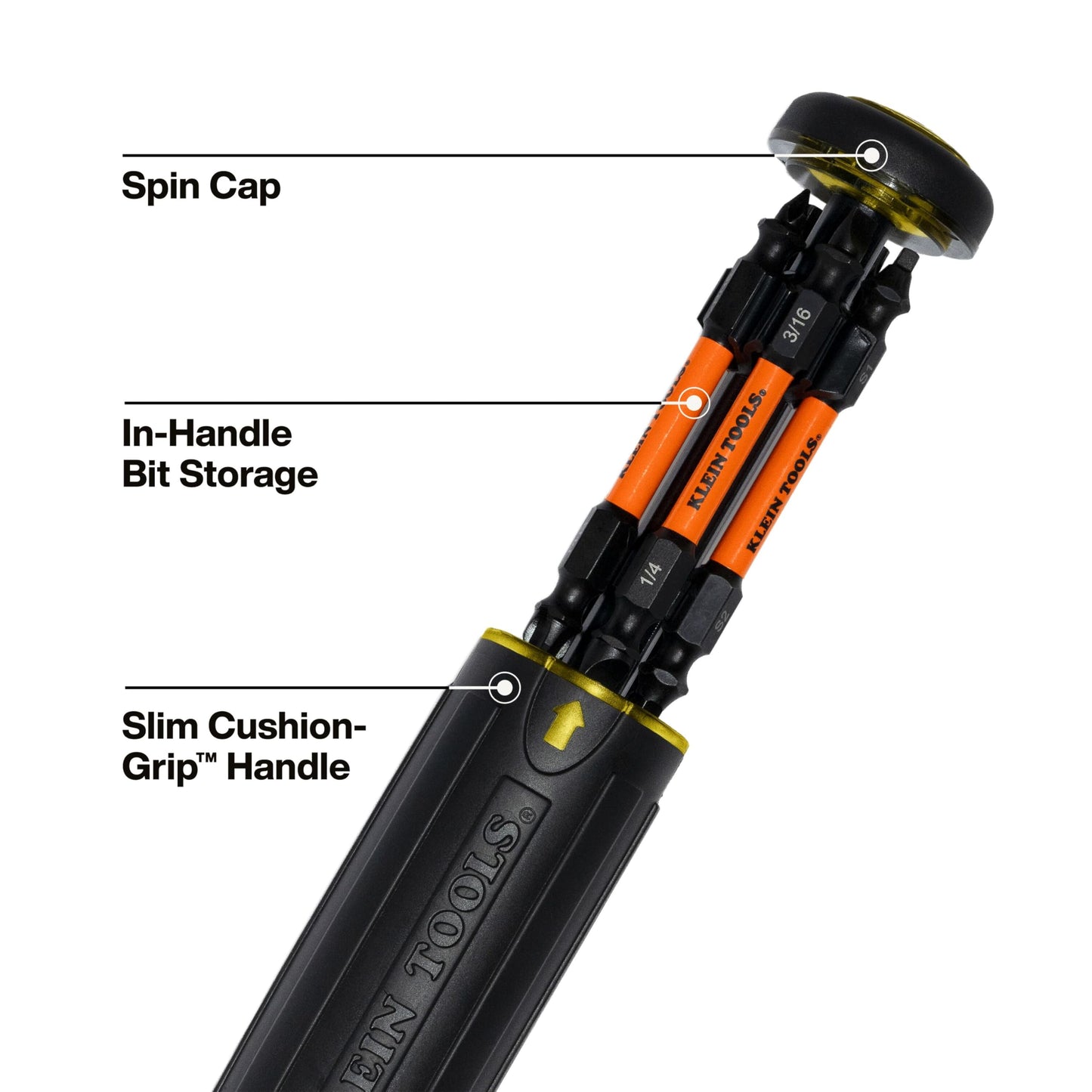 Klein Tools 32313HD 13-in-1 Multi-bit Ratcheting Screwdriver, Double-Ended Impact Bit Set, 12 Impact Driver Bits and 1/4-Inch Nut Driver KLEIN TOOLS