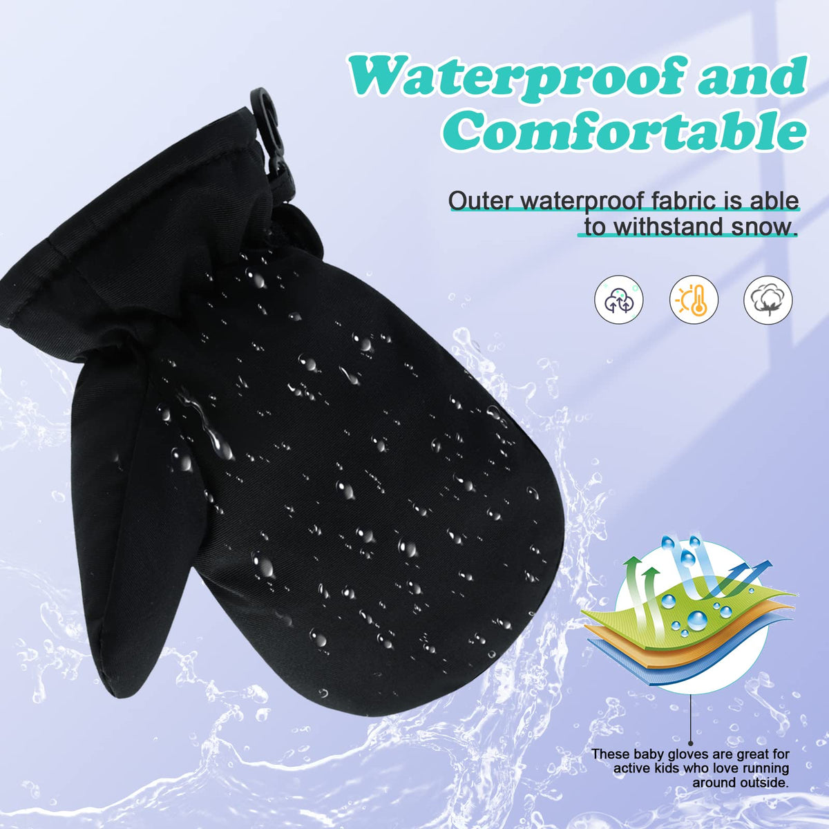 BAVST Baby Winter Waterproof Gloves Toddler Boys Girls Ski Snow Mittens Kids Fleeced Lined Warm Gloves (Black, M(1-2 Years)) 🍁 All In One Marketplace Canada
