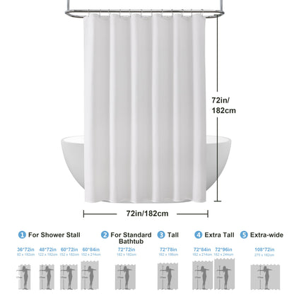 Waffle Weave Shower Curtain with Stainless Steel Hooks - 256 GSM Heavy Duty Fabric Bath Curtains, Hotel Luxury Quality, Water Resistant, Machine Washable, Weighted Hem, 72 x 72 Inches (White)