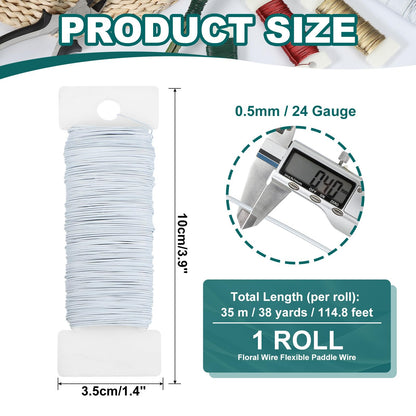 PATIKIL 24 Gauge Floral Flexible Paddle Wire, 38 Yard (115 Feet) Florist Wreath Wire for DIY Crafts Christmas Garland Flower Arrangement, White 🍁 All In One Marketplace Canada