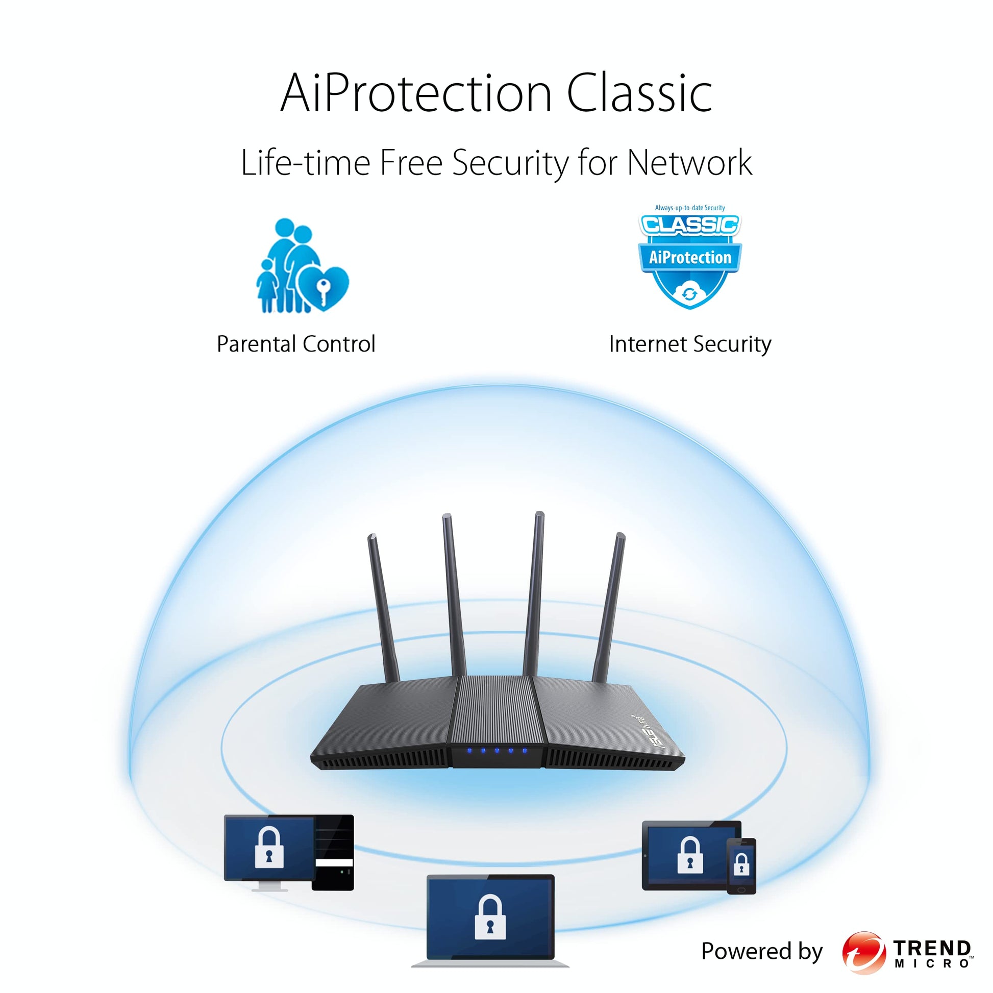 ASUS RT-AX1800S Dual Band WiFi 6 Extendable Router, Subscription-Free Network Security, Parental Control, Built-in VPN, AiMesh Compatible, Gaming & Streaming, Smart Home Asus