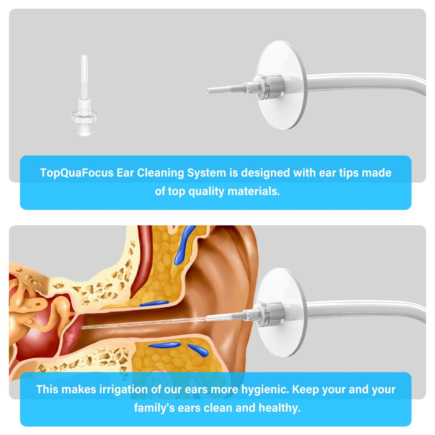 TopQuaFocus 500ml Earwax Remover Ear Cleaner Irrigation Tool Ear wax Removal Flushing System Earwax Cleaning Spray Bottles Ear Flush System for Adults & Kids (16.9oz) - Available at All In One Marketplace Canada
