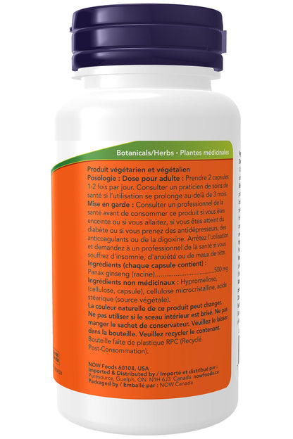 NOW Supplements, Panax Ginseng (Root) 500 mg, Adaptogenic Herb, 100 Veg Capsules