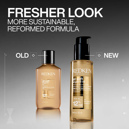Redken All Soft Argan-6 Multi-benefit Oil, Adds Moisture to dry hair, Softness and Shine, Heat Protection, Protects Color Vibrancy, Reduces Frizz, 100mL