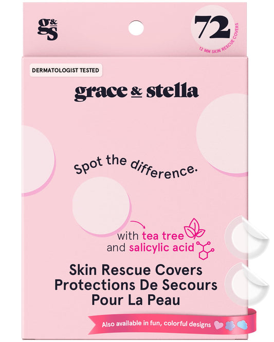 grace & stella Award Winning Invisible Spot Covers with Hydrocolloid (Round, 72 Count) - Spot Covers with Salicylic Acid and Tea Tree for Absorbing Impurities - Dermatologist Tested Skin Care, Cruelty Free, Vegan