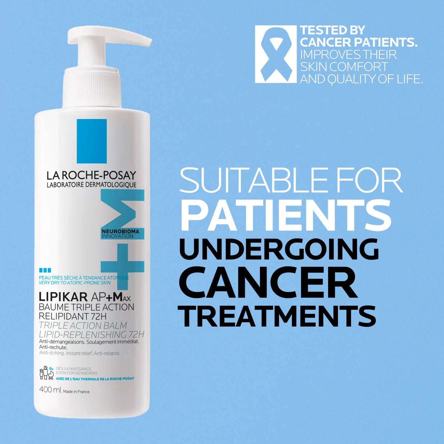 La Roche Posay Lipikar Baume AP+Max, Body Lotion for Dry Skin, Soothing Cream with Shea Butter & Niacinamide for Body, Face & Hands, Fragrance Free, Recommended by Dermatologists, 400mL