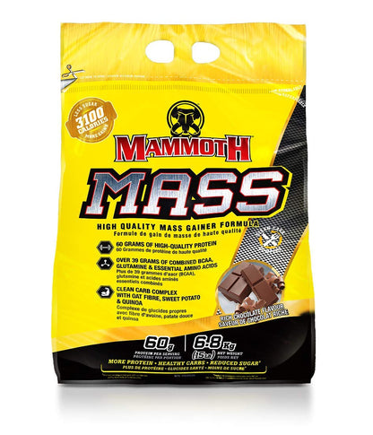 MAMMOTH MASS Weight Gainer Protein Powder – High Calorie Muscle Building Shake, Whey Isolate & Casein Blend, Low Sugar, 15 lb, Chocolate