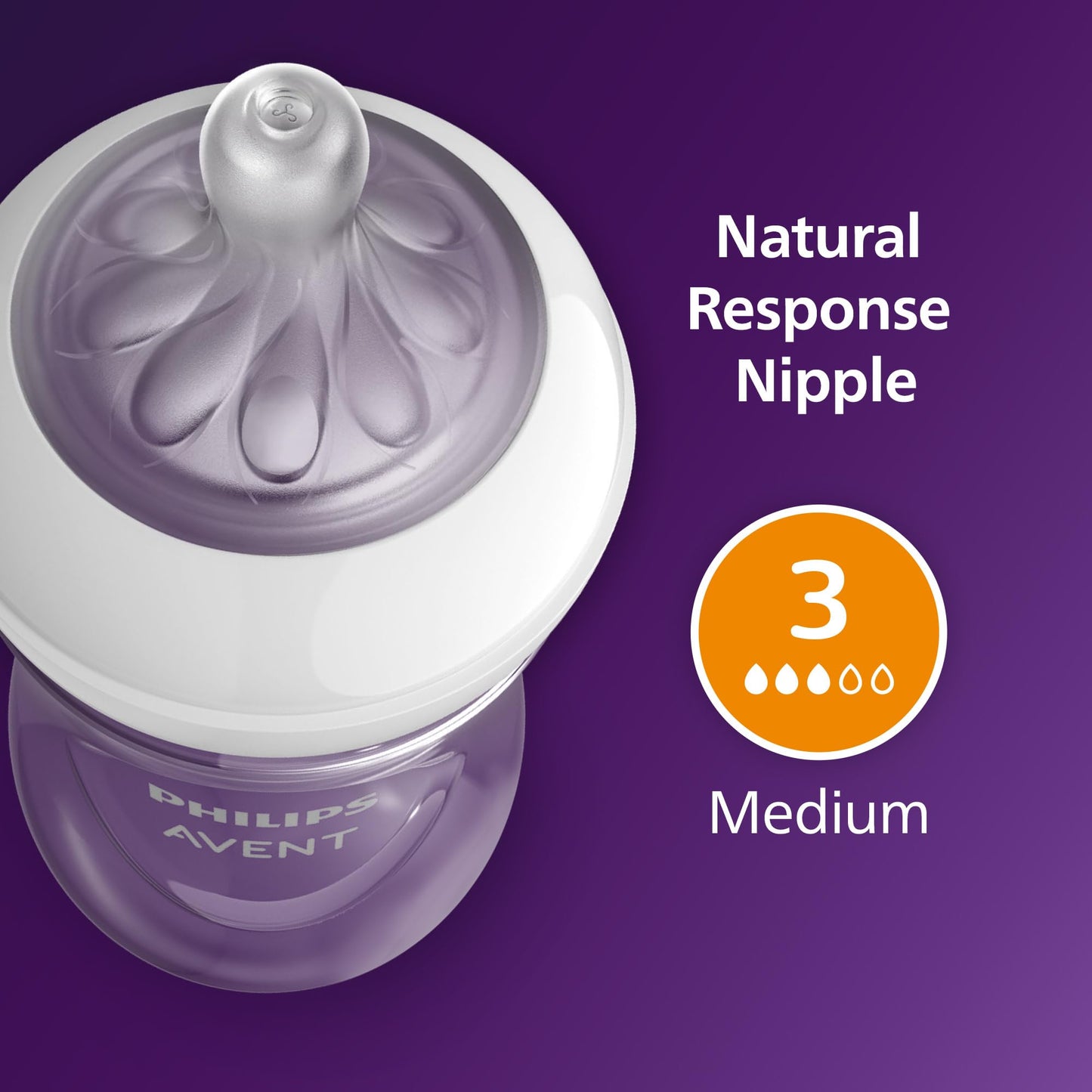 Philips Avent Natural Baby Bottles, Medium Flow, 9 oz, BPA-Free, 3-Pack
