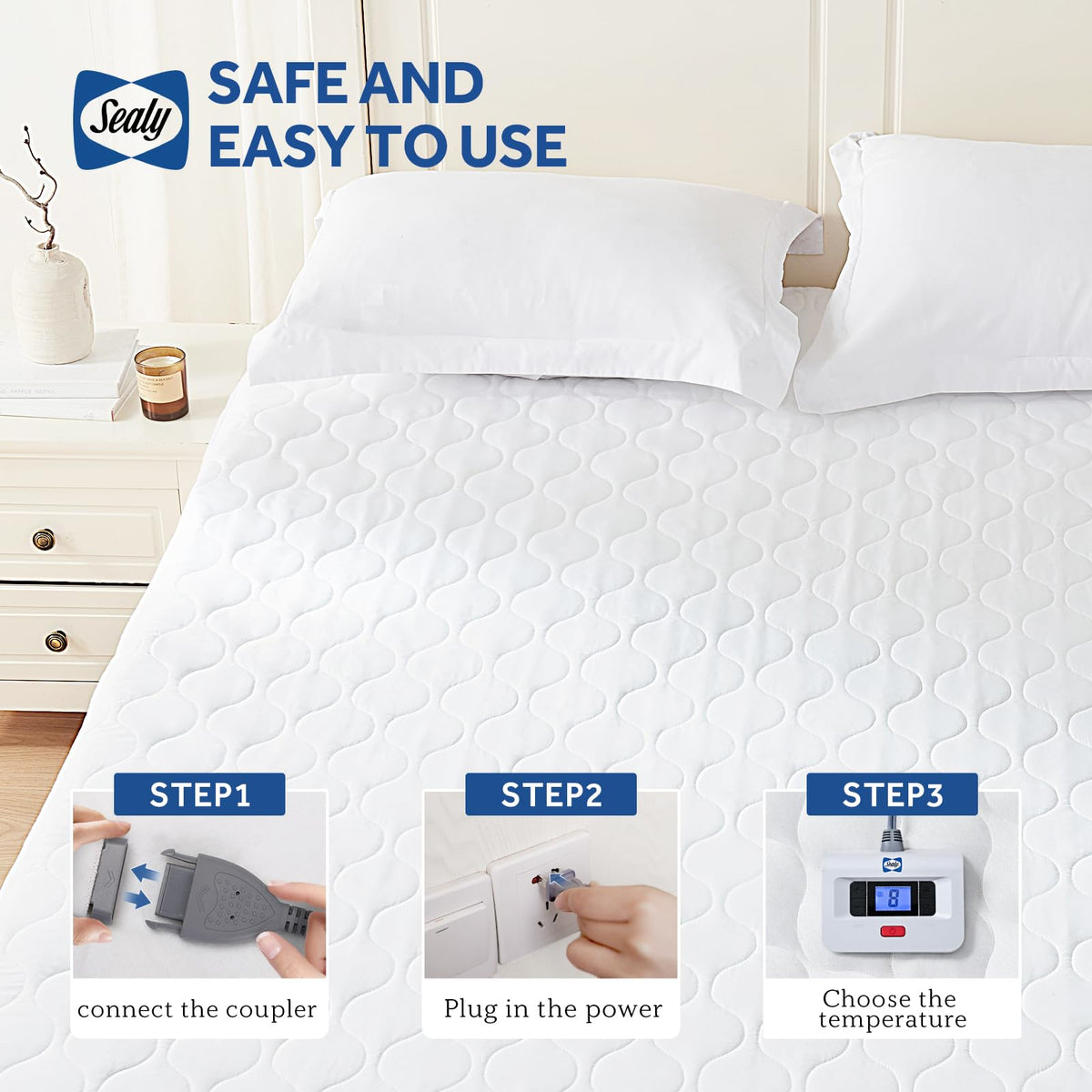 Sealy Heated Quilted Mattress Pad Electric Full Size, 15" Deep Pocket 🍁 All In One Marketplace Canada