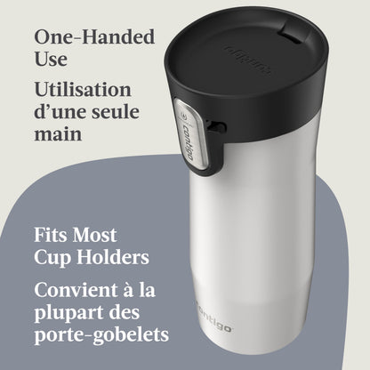 Contigo West Loop 3.0 Stainless Steel Travel Mug with Tea-Bag Hook & Spill-Proof Lid, Vacuum-Insulated Reusable Cup Coffee and Tea, 16 oz (473 mL), Salt - Keeps Drinks Hot up to 11 Hours