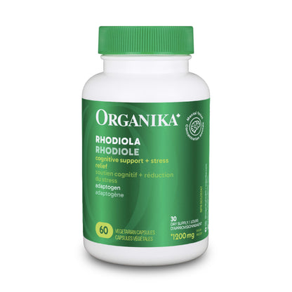 Organika Rhodiola 100mg 6:1 Extract- 3% Rosavins, 1% Salidroside- Adaptogen, Cognition Support, Mental Focus in Response to Stress- 60vcaps
