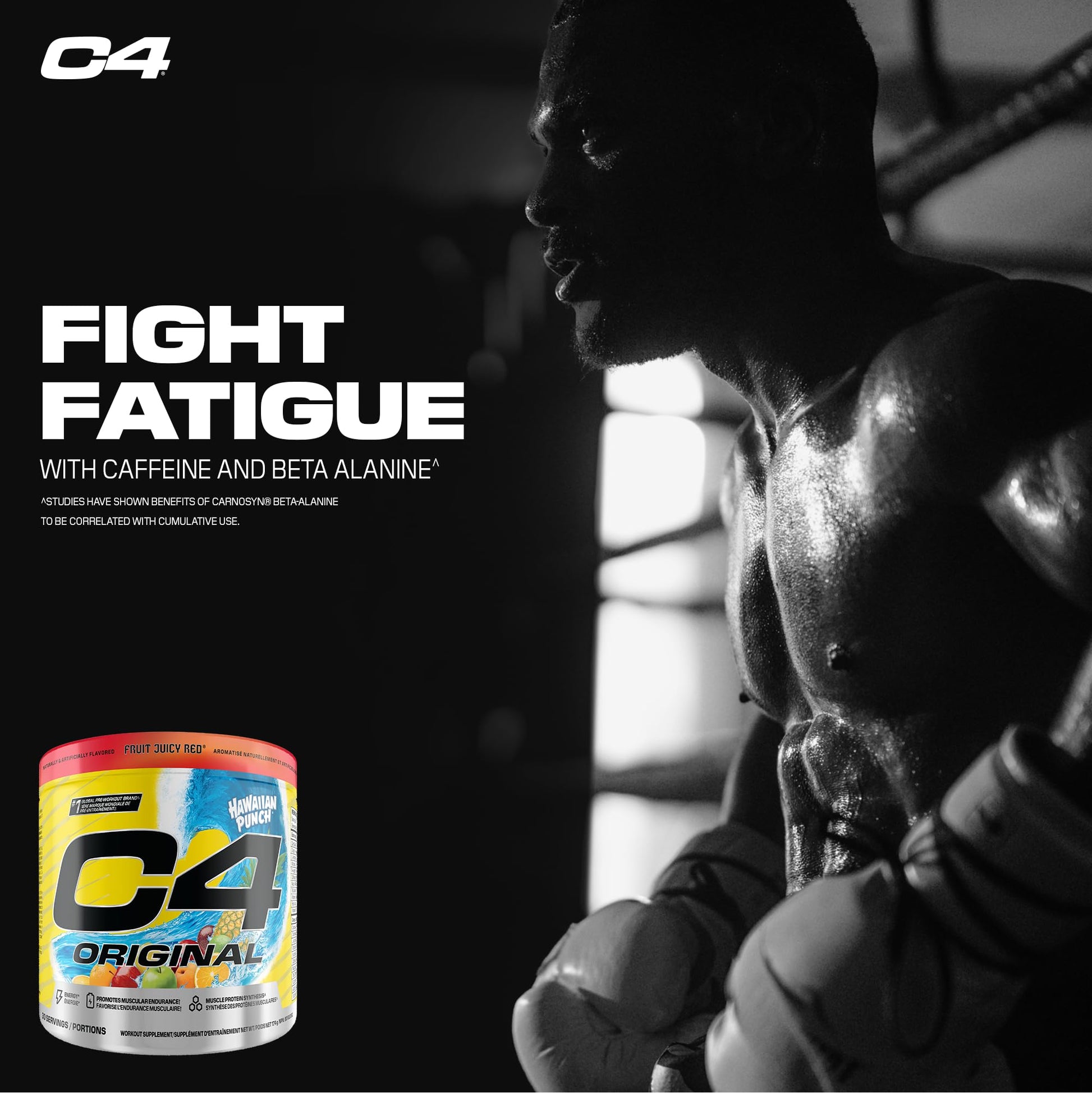 Cellucor C4 Original Pre Workout Powder - Sugar Free Preworkout Energy for Men & Women - 150mg Caffeine, Beta Alanine, Creatine - Hawaiian Punch Fruit Juicy Red, 30 Servings Cellucor