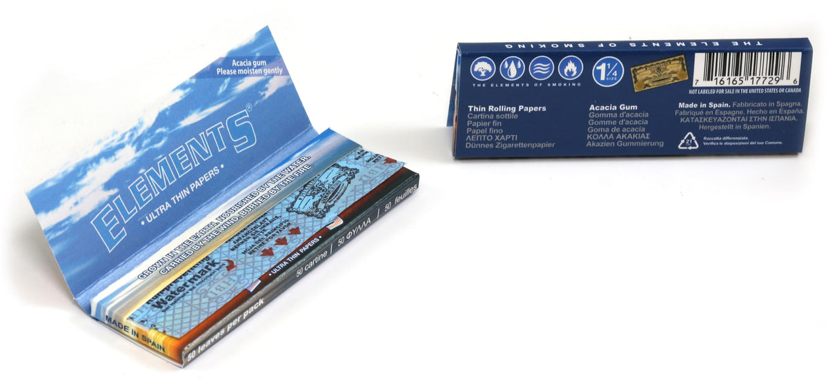 Elements 1 1/4 Size Ultra Thin Rice Rolling Paper - 25 Booklets, 1250 Sheets
