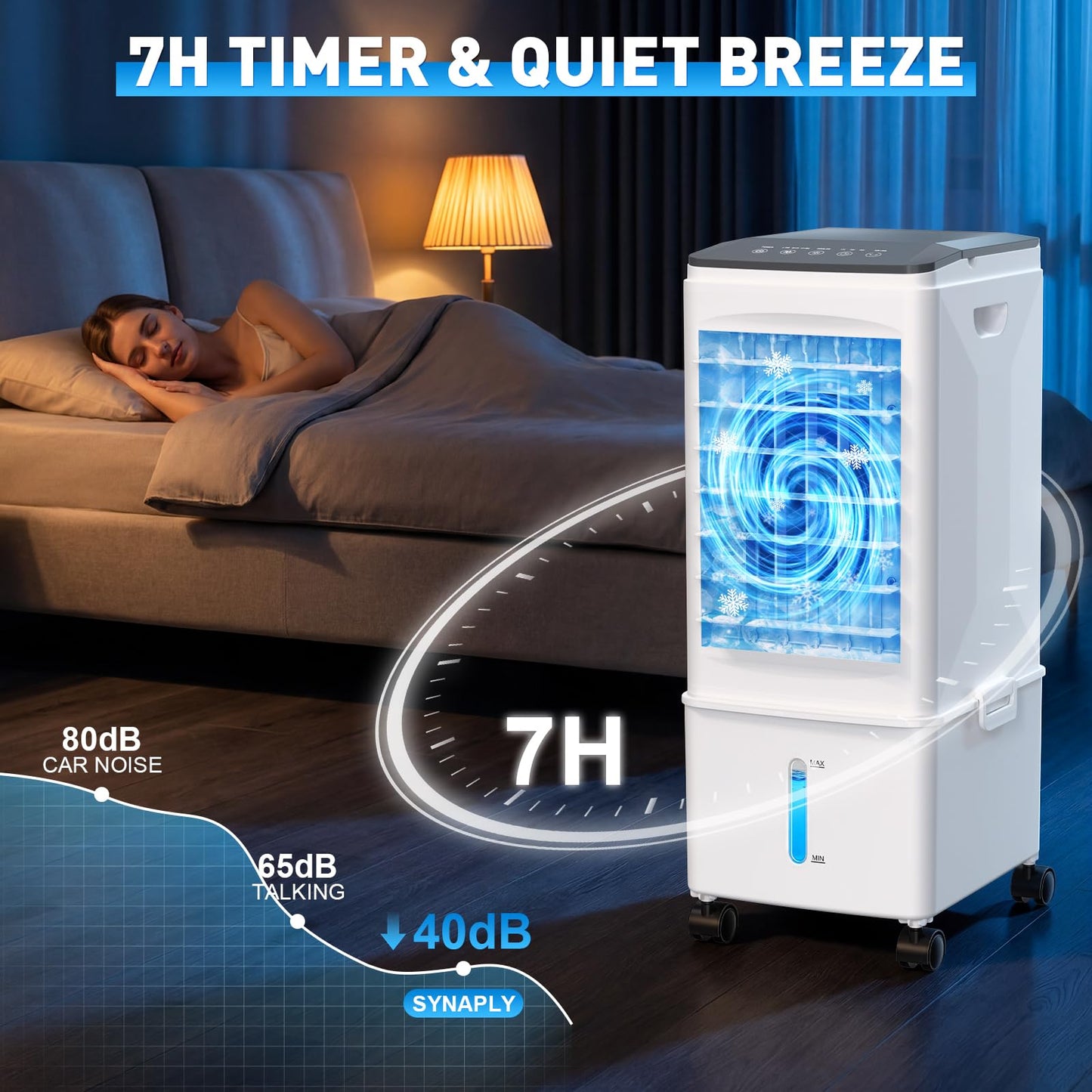 Portable Air Conditioner, 9.5L Portable AC Unit, 24H Fast Cooling, 3 Speeds Cooling Fan, Quiet Air Conditioner Portable w/7H Timer & Remote, Evaporative Air Cooler for Bedroom Home Office - Available at All In One Marketplace Canada