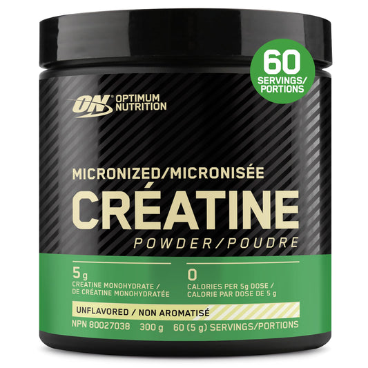 Optimum Nutrition 100% Pure Creatine Monohydrate Micronized Powder, Unflavored, 300g - 60servings (packaging may vary)