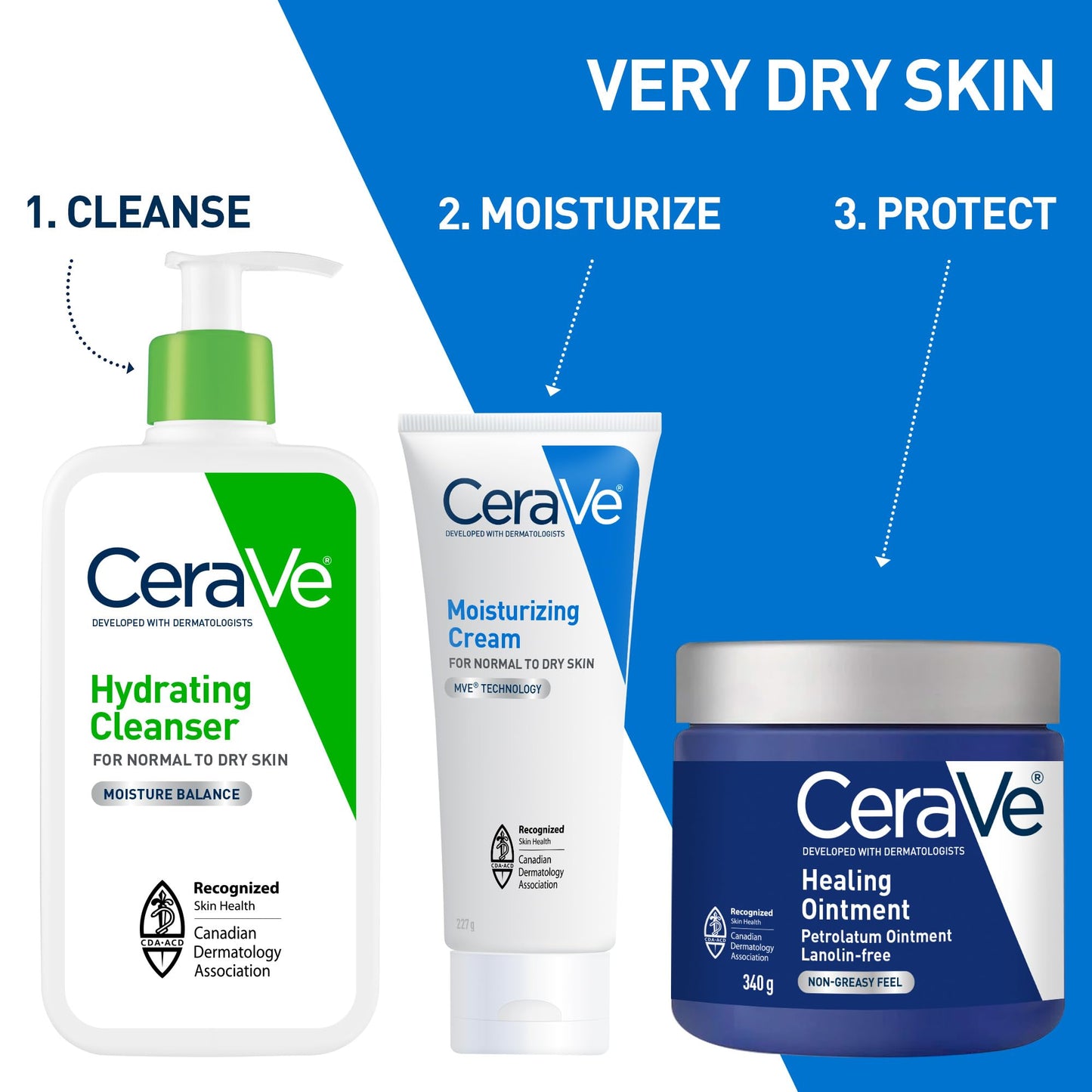 CeraVe Healing Ointment, Moisturizing Petrolatum Skin Protectant for Dry Skin with Hyaluronic Acid and Ceramides, Multi-Purpose Face, Body & Lip Balm, Lanolin-Free & Fragrance-Free, 340g - Available at All In One Marketplace Canada