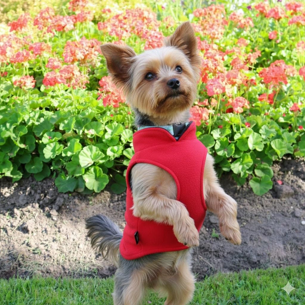 JACKO & CO Dog Fleece Vest Sweater with Leash Ring - Red L (Dogs 10-16 lbs) 🍁 All In One Marketplace Canada