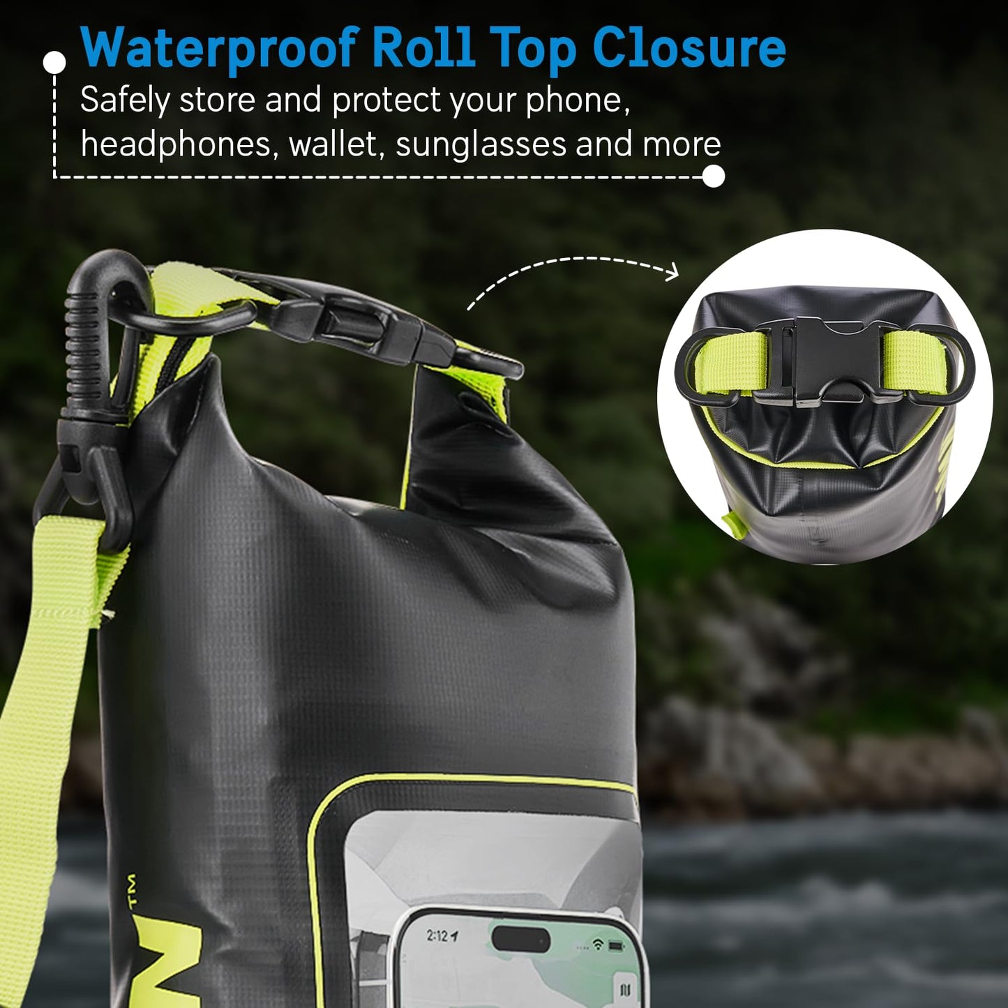 Pelican Marine IP68 Waterproof Dry Bag 2L w/Phone Pouch/Case - Black/Yellow Pelican
