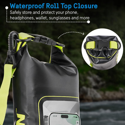 Pelican Marine IP68 Waterproof Dry Bag 2L w/Phone Pouch/Case - Black/Yellow Pelican