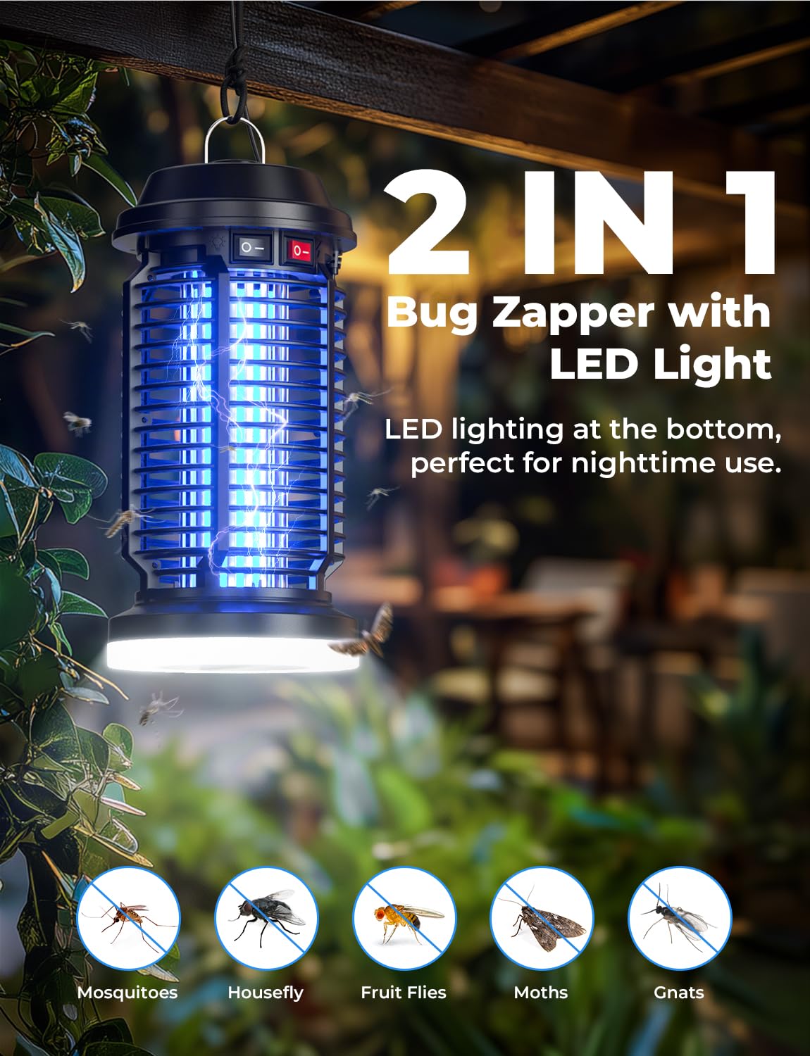 YISSVIC Bug Zapper Outdoor Indoor Waterproof Electric Mosquito Zapper 4200V Plug in for Kitchen Patio Courtyard Garden Camping - Available at All In One Marketplace Canada