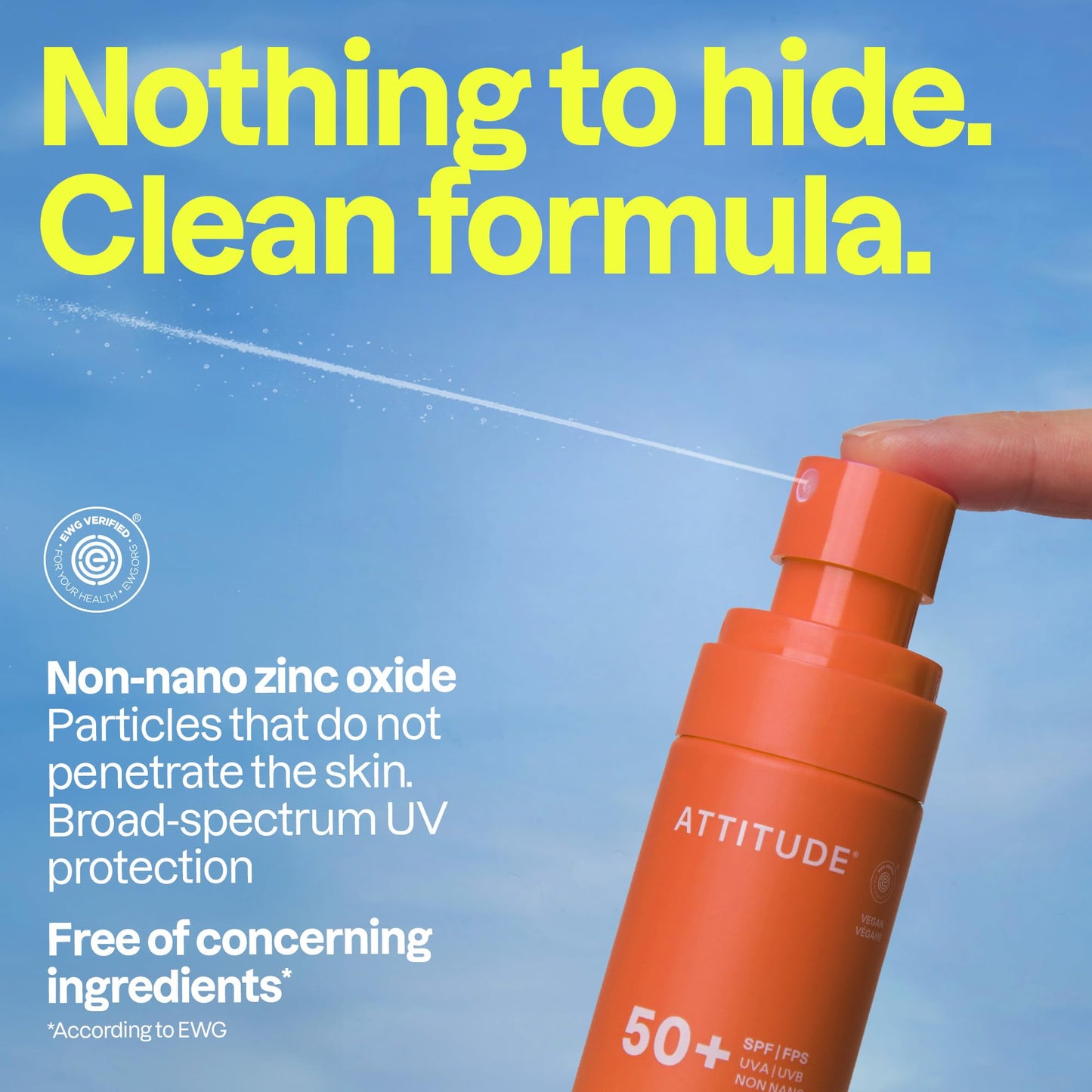 ATTITUDE Mineral Sunscreen Lightweight Lotion SPF 50, Broad Spectrum Zinc Oxide, EWG Verified, Non-Nano, Water-Resistant 80 Minutes, Non-Greasy for Face & Body, Vegan, Tropical Coco Scent, 80 grams