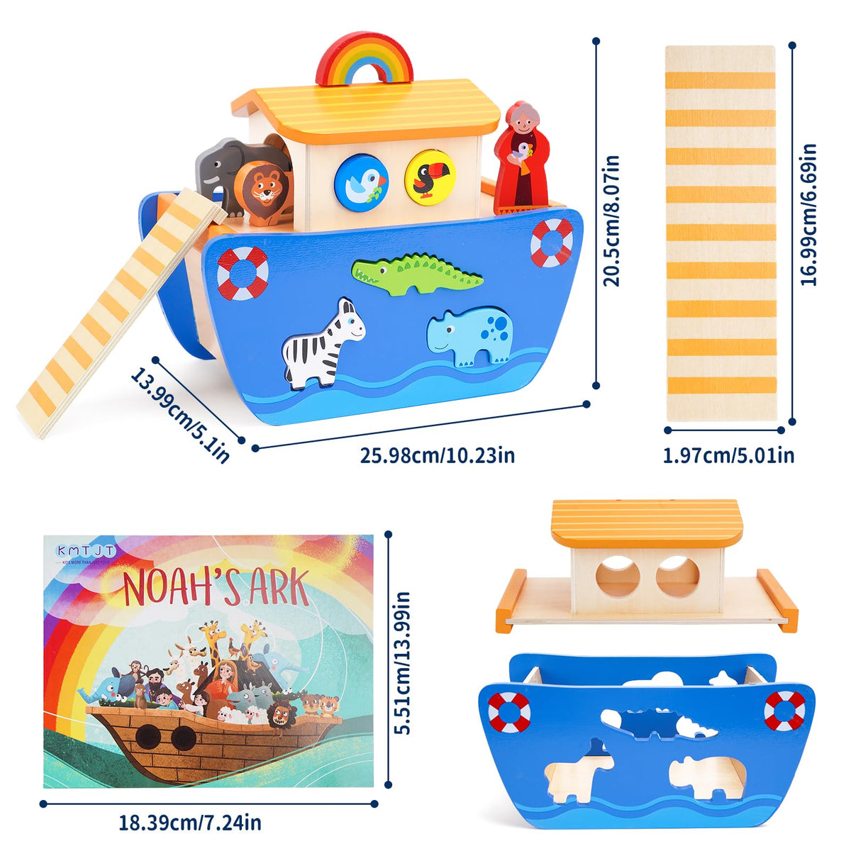 Toddlers Montessori Wooden Noah's Ark Toy for 1-3 Boys Girls Baptism Gifts 🍁 All In One Marketplace Canada