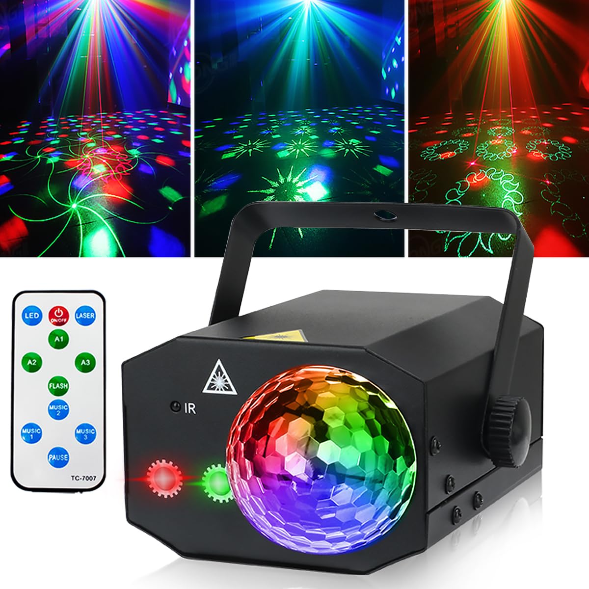 Party Lights, Disco Ball Lights,Dj Disco Lights,Rave Lights Stage Light Strobe Lights Laser Lights Sound Activated with Remote Control for Xmas Club Bar Parties Holiday Dance Christmas Birthdy 🍁 All In One Marketplace Canada