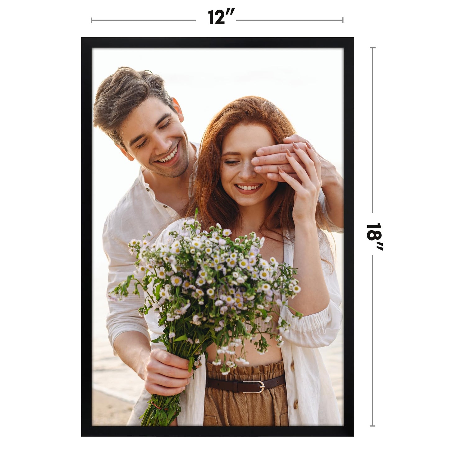 Americanflat 12x18 Poster Frame with Polished Plexiglass - Streamline Collection - Thin Border Picture Frame for Wall Display - Hanging Hardware Included - Black
