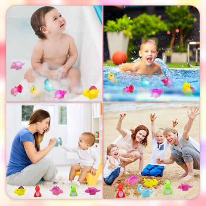 Light-Up Dinosaur Bath Toys - 6 Pack Baby Bath Toys Baby Bathtub Shower Floating Swimming Pool Toy with Colourful Flashes Light for Toddlers Kids Gifts in Birthday Christmas Bathroom 🍁 All In One Marketplace Canada
