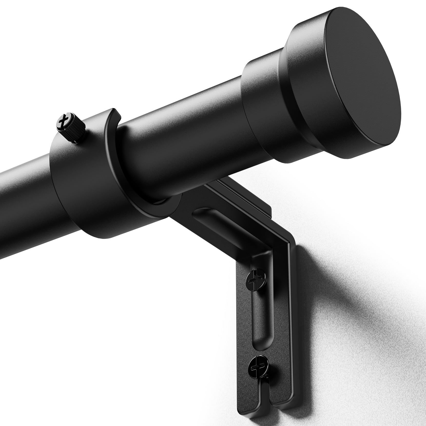 YaFex Curtain Rod 32-84 Inch, Heavy Duty 1 Inch Adjustable Curtain Pole, Black Long Curtains Rods for Window, Modern Design, Easy Installation