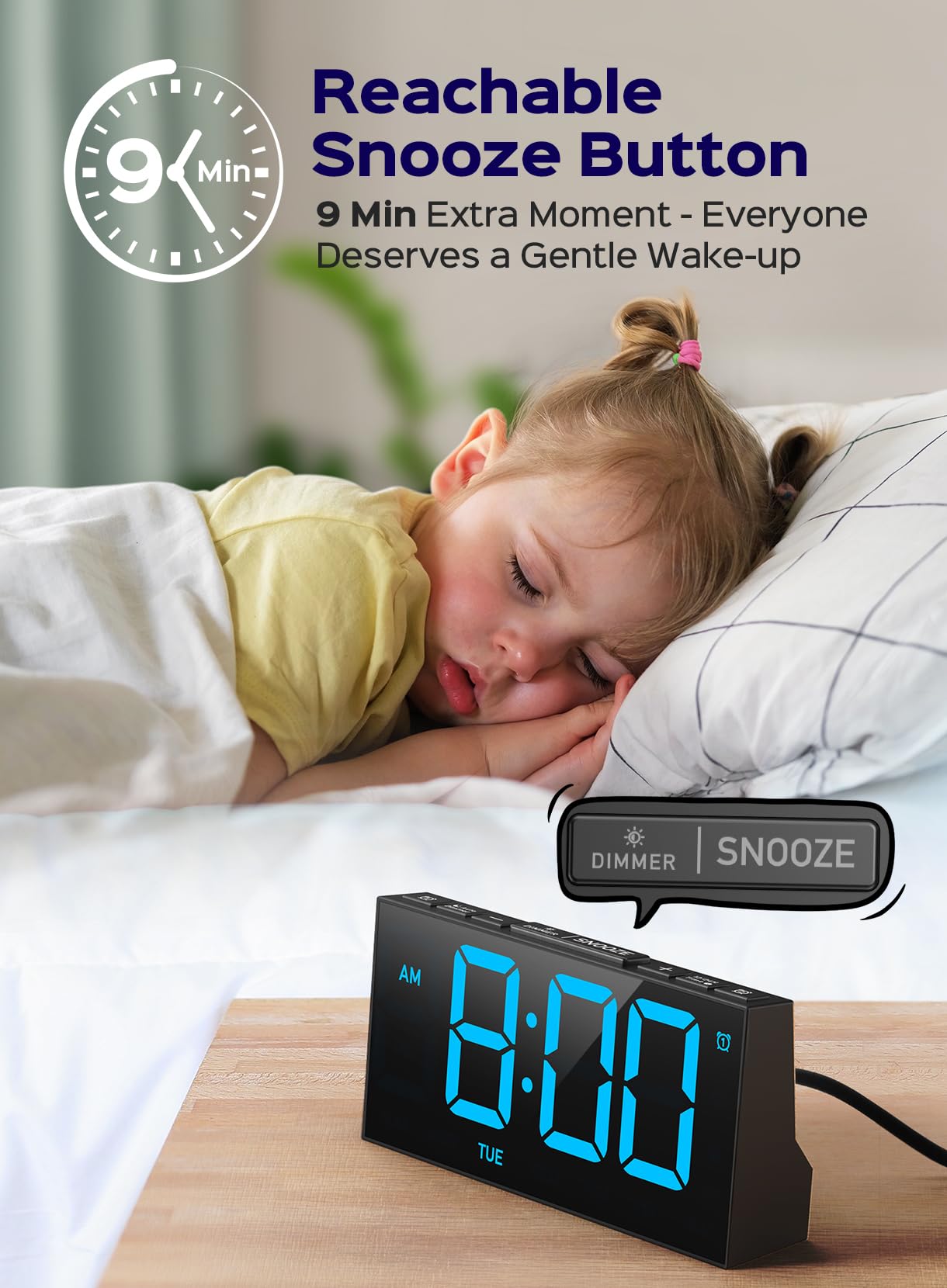 GOLOZA Digital Alarm Clocks for Bedrooms, Digital Clock with 4 Level Brightness +Off, Dual Customizable Alarms, USB Port, Power-Off Memory, Snooze, DST, 12/24H, Desk Clock for Kids Adults Elderly - Available at All In One Marketplace Canada