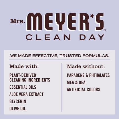Mrs. Meyer's Clean Day Liquid Hand Soap, Cruelty Free & Biodegradable Hand Wash Formula Made with Essential Oils, Lavender Scent, 370 ml Bottles, 4 Pack MRS. MEYER'S