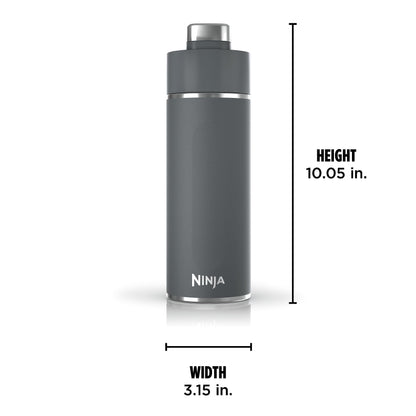 Ninja Thirsti 24oz Travel Bottle for Sparkling Drinks, Fizzier Longer, Leak Proof, 24 Hours Cold, Dishwasher Safe, Insulated Tumbler, Grey, DW2401CGY (Canadian Version)