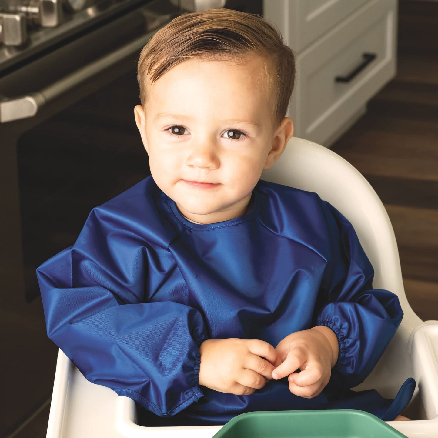 Tiny Twinkle Mess Proof Baby Bib, 2 Pack Long Sleeve Bib Outfit, Waterproof Bibs for Toddlers, Machine Washable, Tug Proof Grey, Indigo 6-24M 🍁 All In One Marketplace Canada