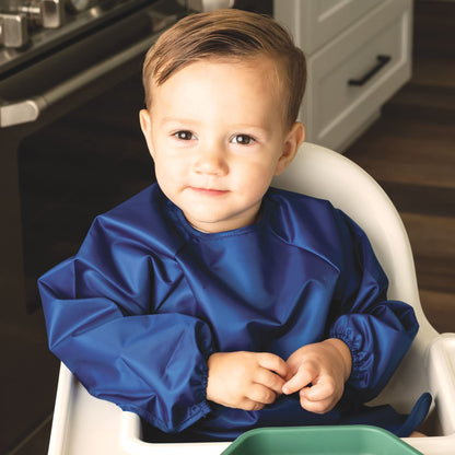 Tiny Twinkle Mess Proof Baby Bib, 2 Pack Long Sleeve Bib Outfit, Waterproof Bibs for Toddlers, Machine Washable, Tug Proof Grey, Indigo 6-24M 🍁 All In One Marketplace Canada