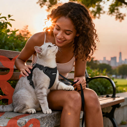 rabbitgoo Cat Harness and Leash for Walking, Escape Proof Soft Adjustable Vest Harnesses for Small Medium Cats, Easy Control Breathable Reflective Strips Jacket, XS, Black
